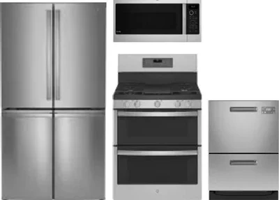 4 Piece Package Includes Refrigerator, Range, Microwave And Dishwasher